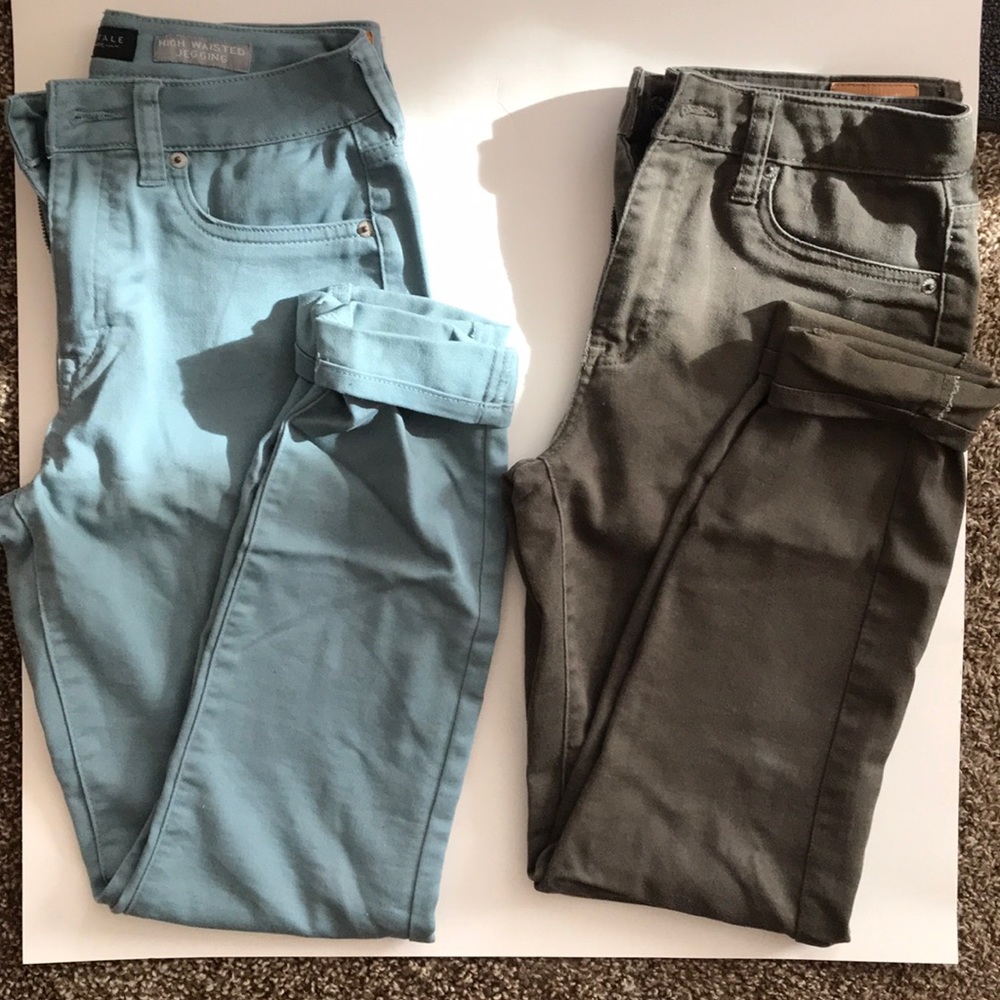 Blue and green jeans